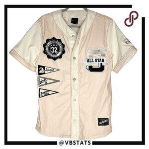 Smoke Rise Men's Leather Short Sleeve Baseball‎ Jersey Shirt Ecru Small NWOT